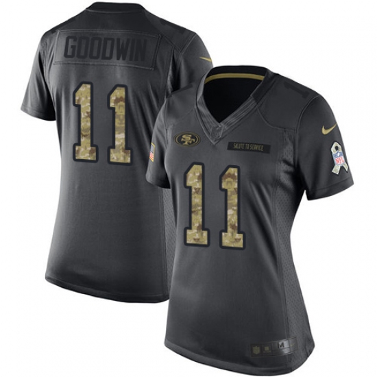 Women's Nike San Francisco 49ers 11 Marquise Goodwin Limited Black 2016 Salute to Service NFL Jersey