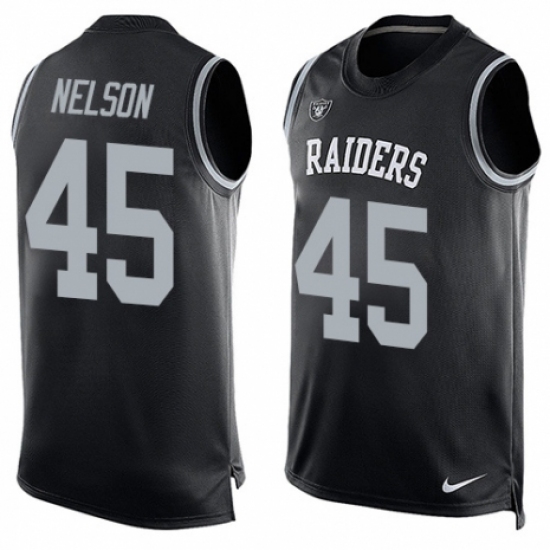 Men's Nike Oakland Raiders 45 Nick Nelson Limited Black Player Name & Number Tank Top NFL Jersey