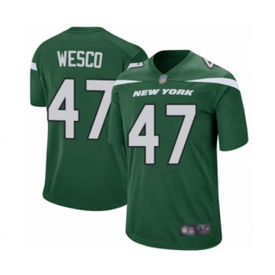 Men's New York Jets 47 Trevon Wesco Game Green Team Color Football Jersey