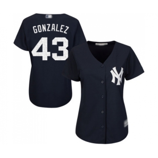 Women's New York Yankees 43 Gio Gonzalez Authentic Navy Blue Alternate Baseball Jersey
