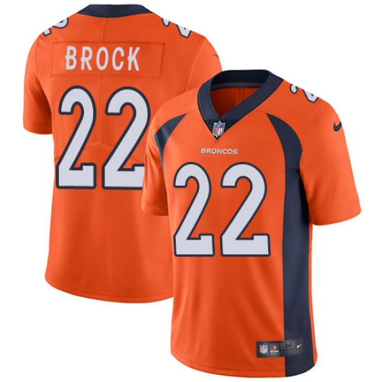 Men's Nike Denver Broncos 22 Tramaine Brock Orange Team Color Vapor Untouchable Limited Player NFL Jersey