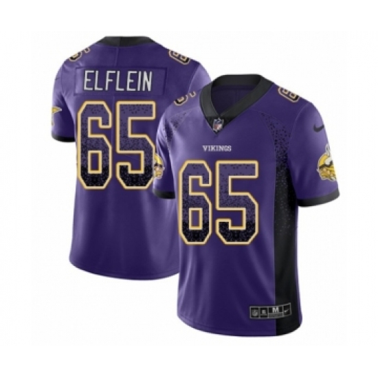 Men's Nike Minnesota Vikings 65 Pat Elflein Limited Purple Rush Drift Fashion NFL Jersey