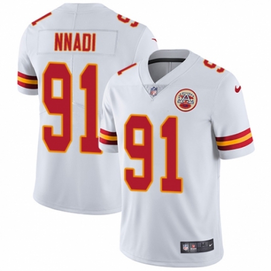 Men's Nike Kansas City Chiefs 91 Derrick Nnadi White Vapor Untouchable Limited Player NFL Jersey