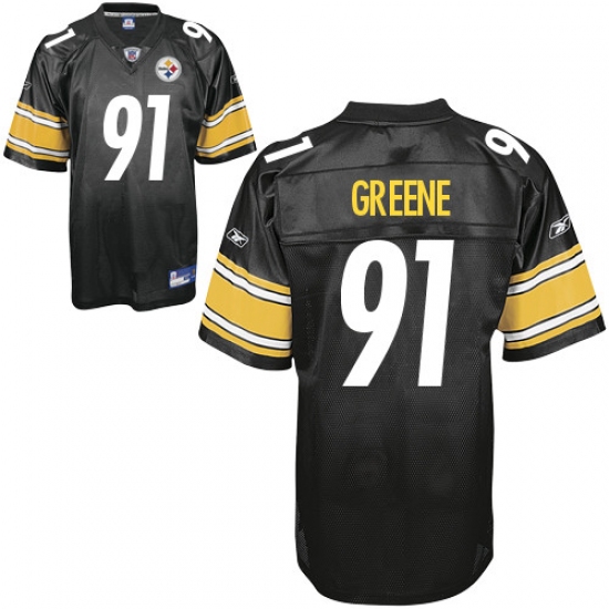 Reebok Pittsburgh Steelers 91 Kevin Greene Black Team Color Authentic Throwback NFL Jersey