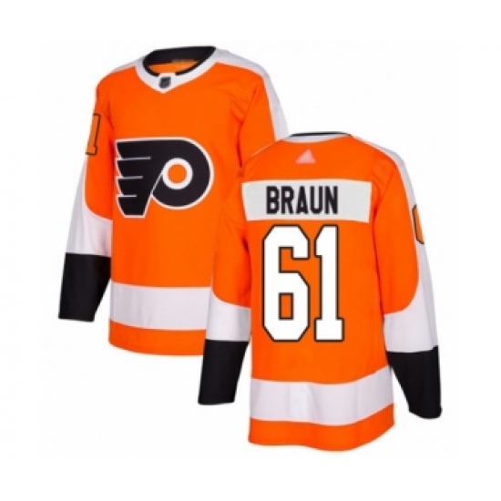 Youth Philadelphia Flyers 61 Justin Braun Authentic Orange Home Hockey Jersey