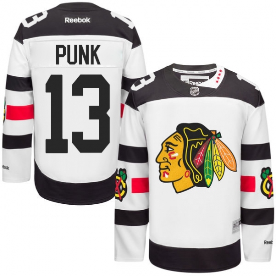Men's Reebok Chicago Blackhawks 13 CM Punk Authentic White 2016 Stadium Series NHL Jersey
