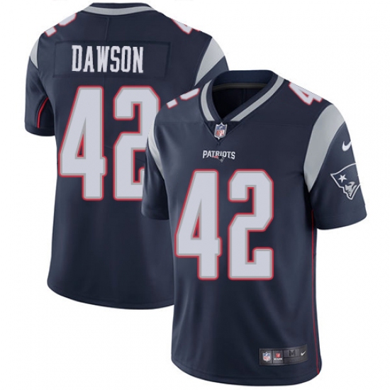 Men's Nike New England Patriots 42 Duke Dawson Navy Blue Team Color Vapor Untouchable Limited Player NFL Jersey