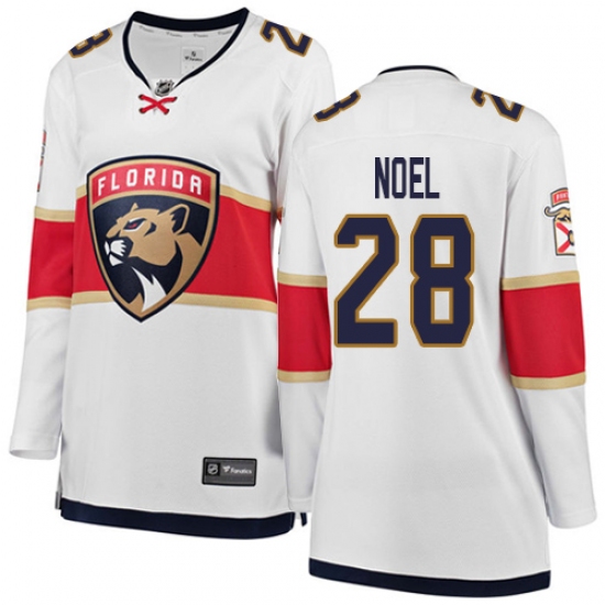 Women's Florida Panthers 28 Serron Noel Authentic White Away Fanatics Branded Breakaway NHL Jersey