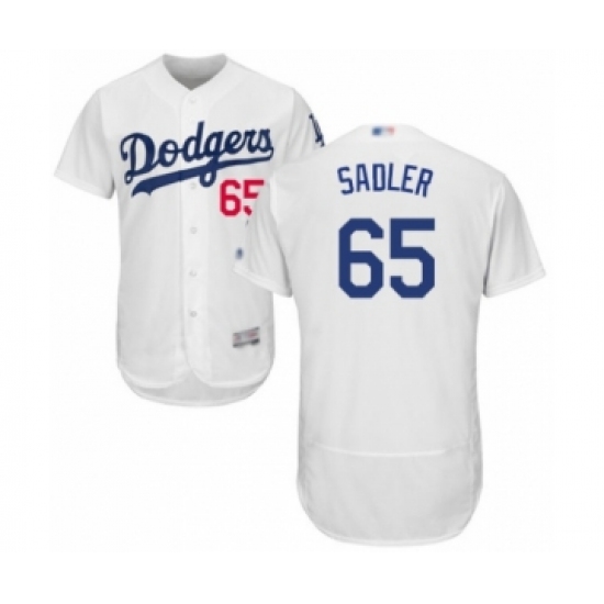 Men's Los Angeles Dodgers 65 Casey Sadler White Home Flex Base Authentic Collection Baseball Player Jersey
