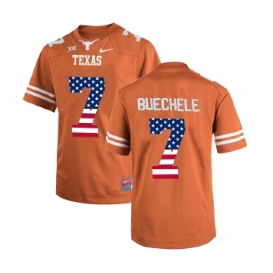 Texas Longhorns 7 Shane Buechele Orange USA Flag College Football Limited Jersey