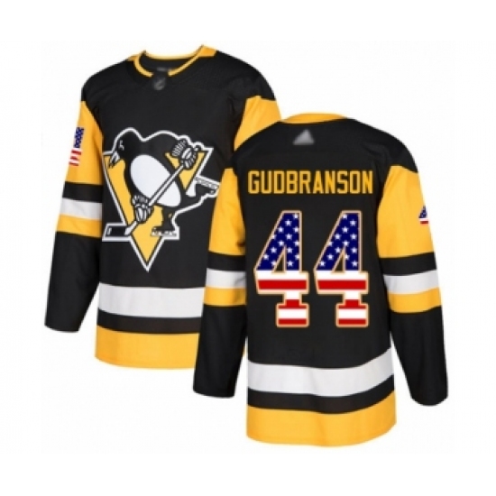 Men's Pittsburgh Penguins 44 Erik Gudbranson Authentic Black USA Flag Fashion Hockey Jersey
