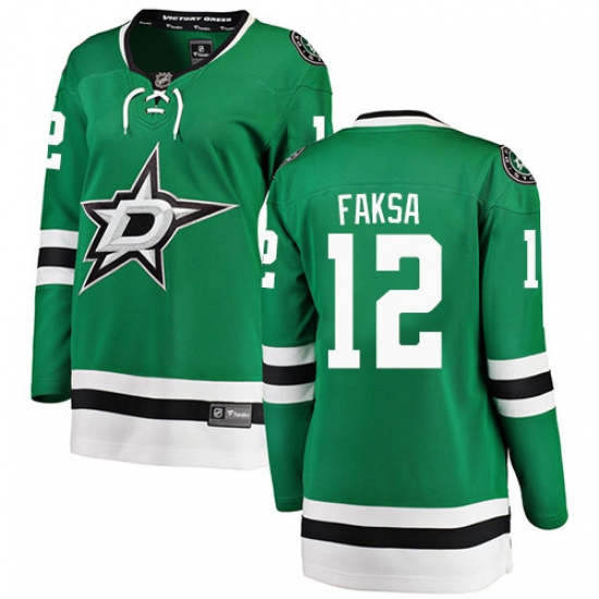 Women's Dallas Stars 12 Radek Faksa Authentic Green Home Fanatics Branded Breakaway NHL Jersey