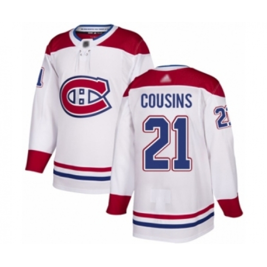 Men's Montreal Canadiens 21 Nick Cousins Authentic White Away Hockey Jersey