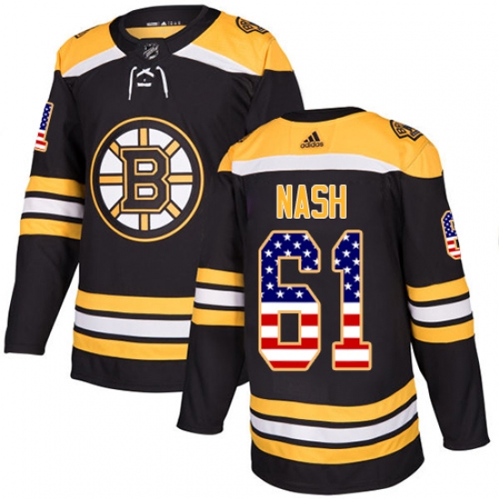 Men's Adidas Boston Bruins 61 Rick Nash Authentic Black USA Flag Fashion NHL Jersey