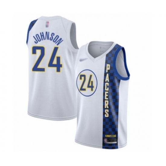 Men's Indiana Pacers 24 Alize Johnson Swingman White Basketball Jersey - 2019 20 City Edition