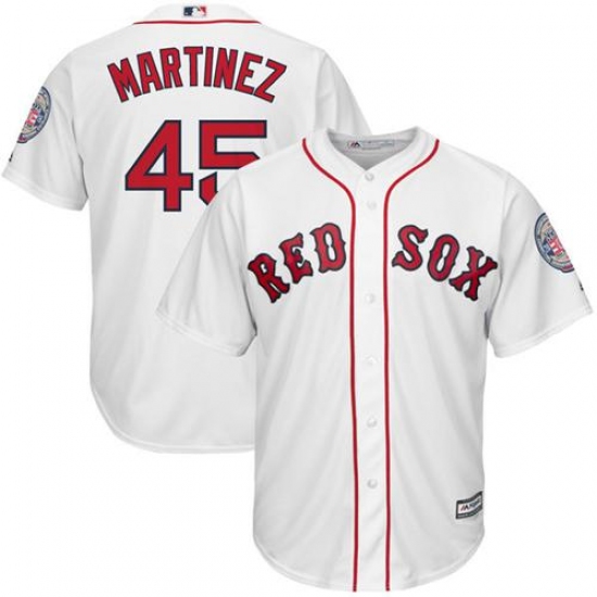 Men's Majestic Boston Red Sox 45 Pedro Martinez Replica White Cooperstown MLB Jersey