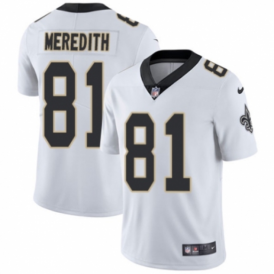 Men's Nike New Orleans Saints 81 Cameron Meredith White Vapor Untouchable Limited Player NFL Jersey