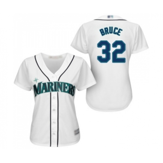 Women's Seattle Mariners 32 Jay Bruce Replica White Home Cool Base Baseball Jersey