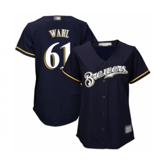 Women's Milwaukee Brewers 61 Bobby Wahl Authentic Navy Blue Alternate Cool Base Baseball Player Jersey