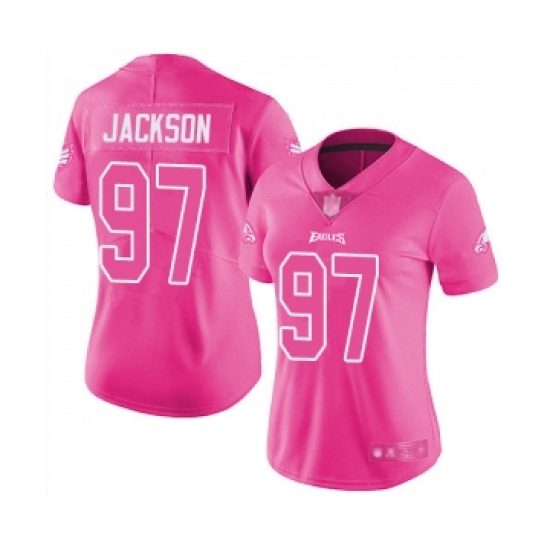 Women's Philadelphia Eagles 97 Malik Jackson Limited Pink Rush Fashion Football Jersey