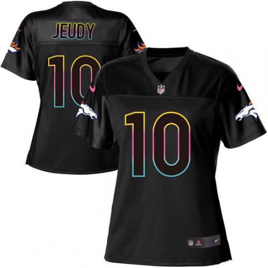 Women's Denver Broncos 10 Jerry Jeudy Black Fashion Game Jersey