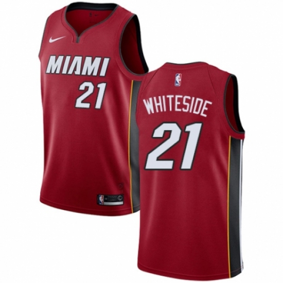 Men's Nike Miami Heat 21 Hassan Whiteside Swingman Red NBA Jersey Statement Edition