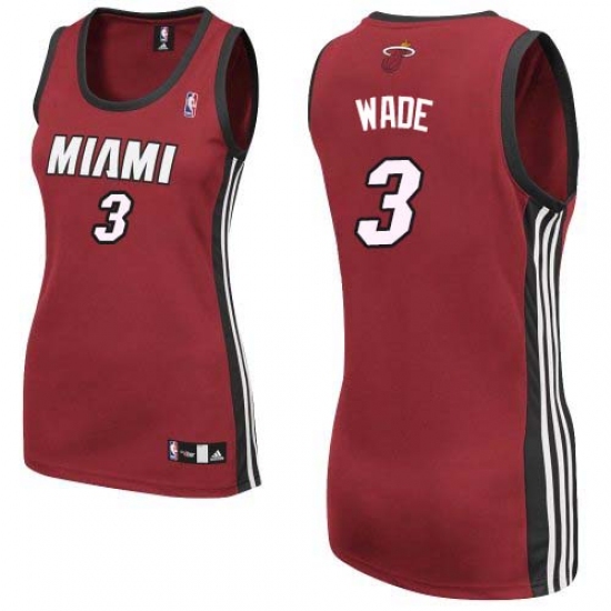 Women's Adidas Miami Heat 3 Dwyane Wade Authentic Red Alternate NBA Jersey