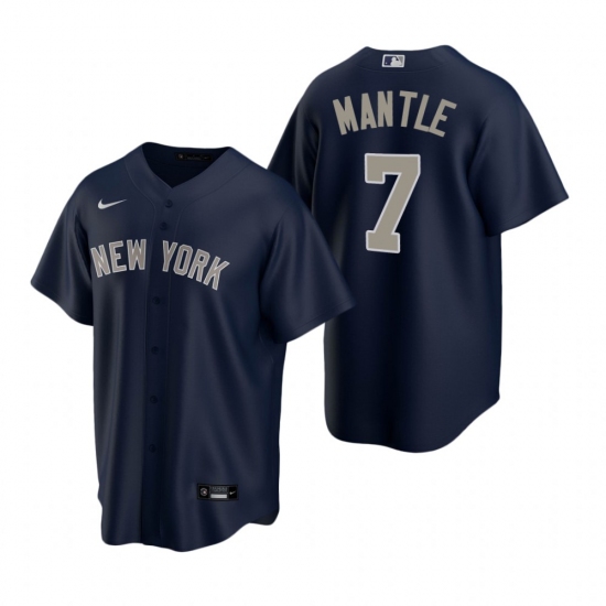 Men's Nike New York Yankees 7 Mickey Mantle Navy Alternate Stitched Baseball Jersey