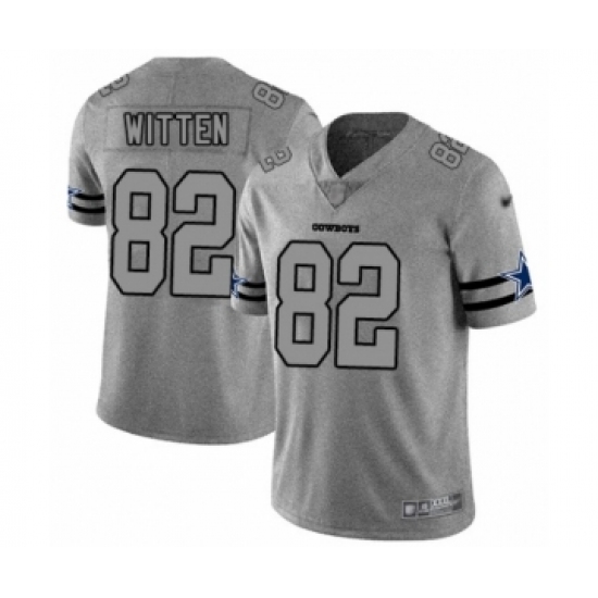 Men's Dallas Cowboys 82 Jason Witten Gray Team Logo Gridiron Limited Player Football Jersey