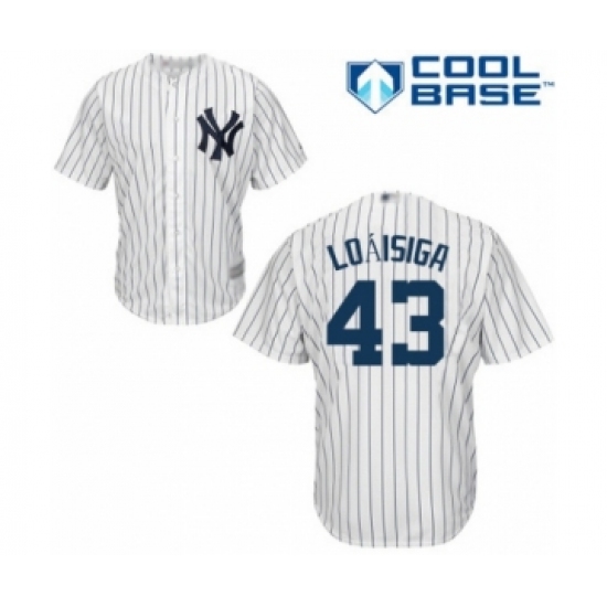 Youth New York Yankees 43 Jonathan Loaisiga Authentic White Home Baseball Player Jersey