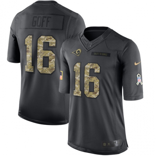 Men's Nike Los Angeles Rams 16 Jared Goff Limited Black 2016 Salute to Service NFL Jersey
