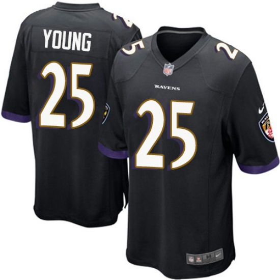 Men's Nike Baltimore Ravens 25 Tavon Young Game Black Alternate NFL Jersey