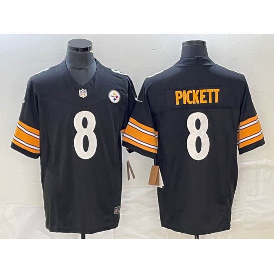 Men's Nike Pittsburgh Steelers 8 Kenny Pickett Black 2023 F.U.S.E. Vapor Untouchable Stitched Jersey