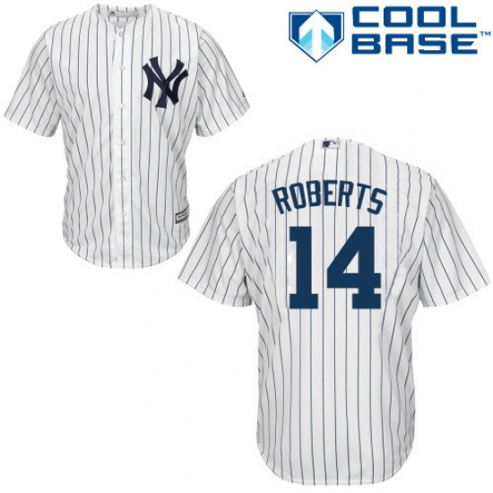Men's Majestic New York Yankees 14 Brian Roberts Replica White Home MLB Jersey