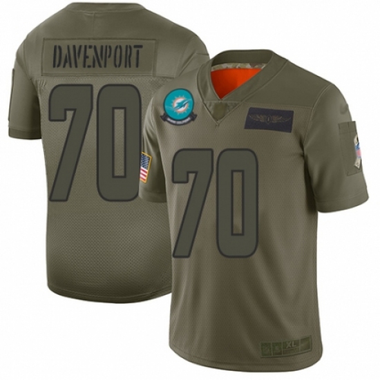 Women's Miami Dolphins 70 Julie'n Davenport Limited Camo 2019 Salute to Service Football Jersey