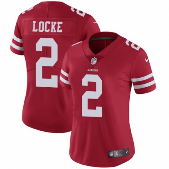 Women's Nike San Francisco 49ers 2 Jeff Locke Red Team Color Vapor Untouchable Limited Player NFL Jersey