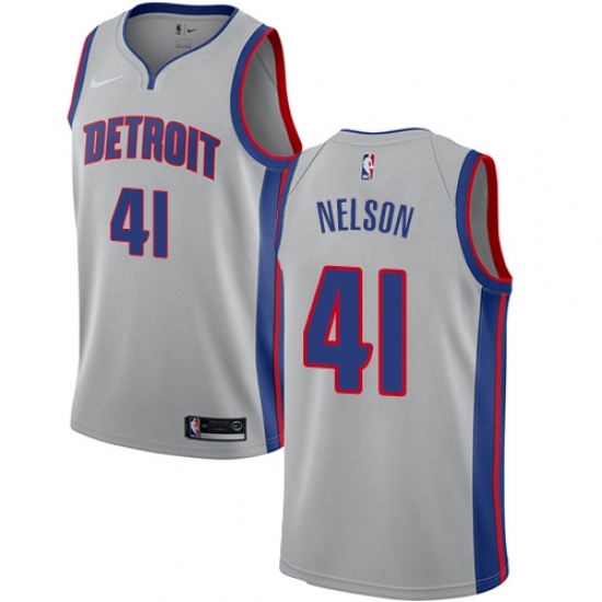 Women's Nike Detroit Pistons 41 Jameer Nelson Swingman Silver NBA Jersey Statement Edition