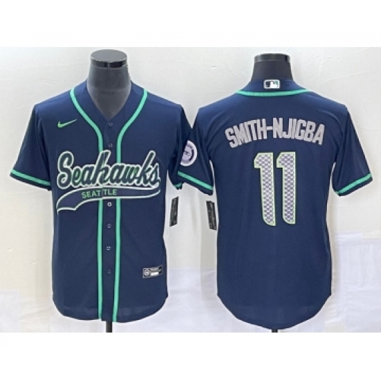 Men's Seattle Seahawks 11 Jaxon Smith-Njigba Navy Cool Base Stitched Baseball Jersey