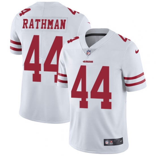 Men's Nike San Francisco 49ers 44 Tom Rathman White Vapor Untouchable Limited Player NFL Jersey