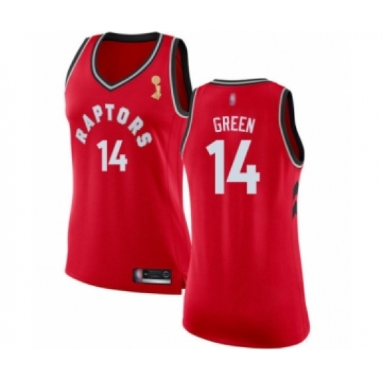 Women's Toronto Raptors 14 Danny Green Swingman Red 2019 Basketball Finals Champions Jersey - Icon Edition