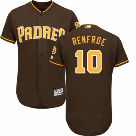 Men's Majestic San Diego Padres 10 Hunter Renfroe Brown Alternate Flex Base Authentic Collection MLB Jersey