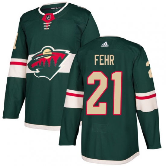 Men's Adidas Minnesota Wild 21 Eric Fehr Authentic Green Home NHL Jersey