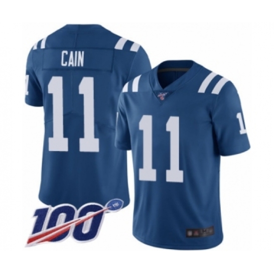 Youth Indianapolis Colts 11 Deon Cain Royal Blue Team Color Vapor Untouchable Limited Player 100th Season Football Jersey