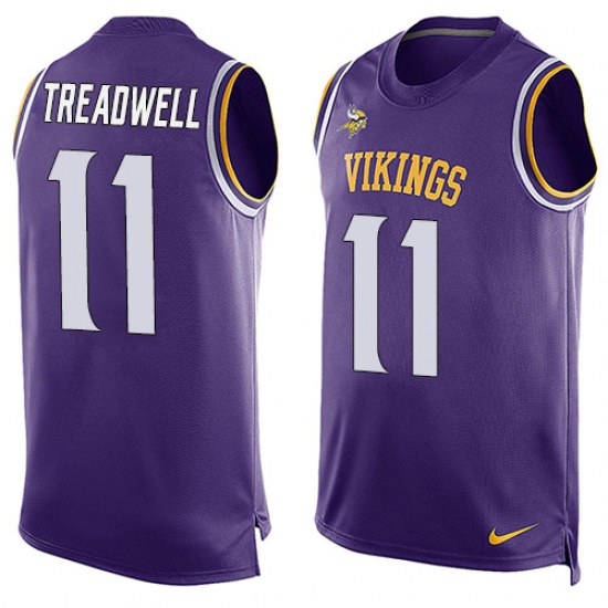 Men's Nike Minnesota Vikings 11 Laquon Treadwell Limited Purple Player Name & Number Tank Top NFL Jersey