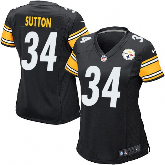Women's Nike Pittsburgh Steelers 34 Cameron Sutton Game Black Team Color NFL Jersey