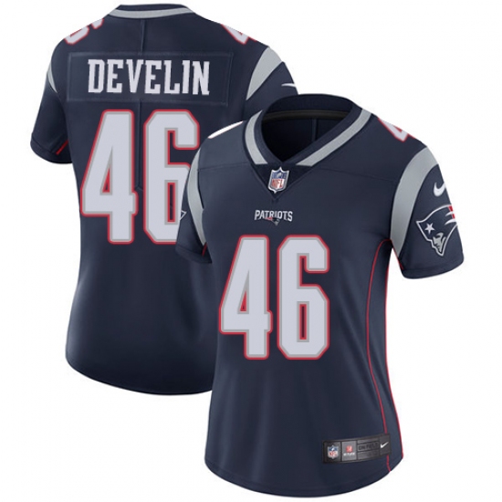 Women's Nike New England Patriots 46 James Develin Navy Blue Team Color Vapor Untouchable Limited Player NFL Jersey