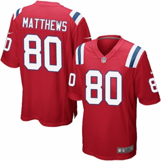 Men's Nike New England Patriots 80 Jordan Matthews Game Red Alternate NFL Jersey