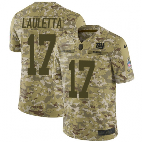 Men's Nike New York Giants 17 Kyle Lauletta Limited Camo 2018 Salute to Service NFL Jersey