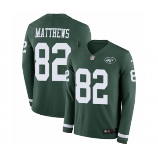 Youth Nike New York Jets 82 Rishard Matthews Limited Green Therma Long Sleeve NFL Jersey
