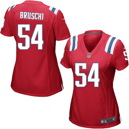 Women's Nike New England Patriots 54 Tedy Bruschi Game Red Alternate NFL Jersey